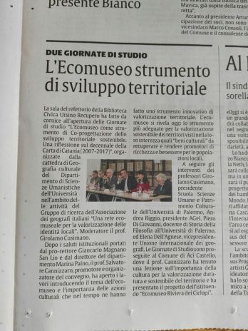 L’Ecomuseo come strumento di Co-ProgettAzione dello sviluppo territoriale sostenibile. Una riflessione sul decennale della Carta di Catania (2007-2017)